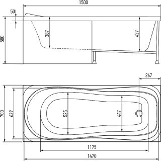 Акриловая ванна Timo Kata KATA1570 150x70 см